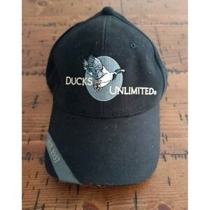 Vintage Wool Ducks Unlimited Outdoor Cap Black Tan Hunting Hat StrapBack #5